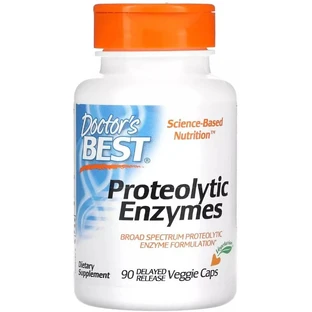 Ферменты протеолитические отсроченного высвобождения, Proteolytic Enzymes, Doctor's Best, 90 вегетарианских капсул