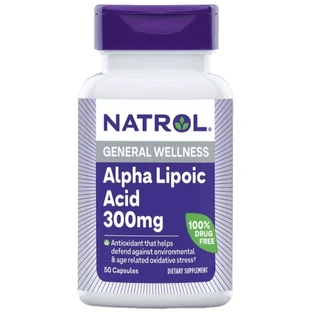 Альфа-липоевая кислота, 300 мг, Alpha-Lipoic Acid, Natrol, 50 капсул