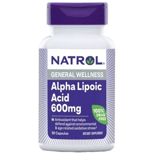 Альфа-ліпоєва кислота, 600 мг, Alpha-Lipoic Acid, Natrol, 30 капсул