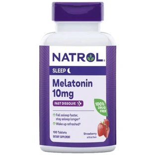 Мелатонін швидкорозчинний, 10 мг, смак полуниці, Melatonin, Fast Dissolve, Natrol, 100 таблеток