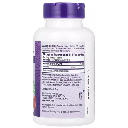 Мелатонін швидкорозчинний, 10 мг, смак полуниці, Melatonin, Fast Dissolve, Natrol, 100 таблеток: ціни та характеристики