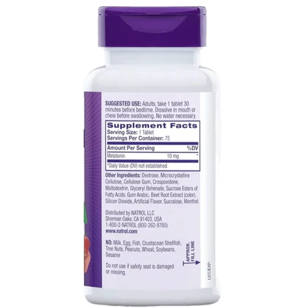 Мелатонин быстрорастворимый, 10 мг, вкус клубники, Melatonin, Fast Dissolve, Natrol, 75 таблеток: цены и характеристики