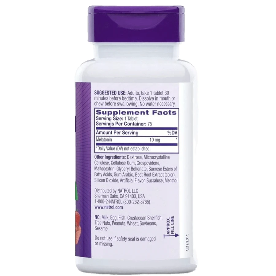 Мелатонин быстрорастворимый, 10 мг, вкус клубники, Melatonin, Fast Dissolve, Natrol, 75 таблеток: цены и характеристики