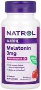 Мелатонин быстрорастворимый, 3 мг, вкус клубники, Melatonin, Fast Dissolve, Natrol, 90 таблеток