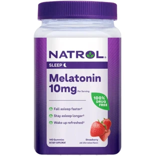 Мелатонін, 10 мг, смак полуниці, Melatonin, Natrol, 140 жувальних цукерок