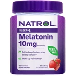 Мелатонин, 10 мг, вкус клубники, Melatonin, Natrol, 60 жевательных конфет: цены и характеристики