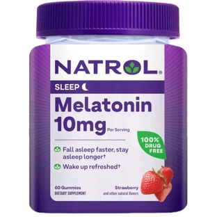 Мелатонин, 10 мг, вкус клубники, Melatonin, Natrol, 60 жевательных конфет