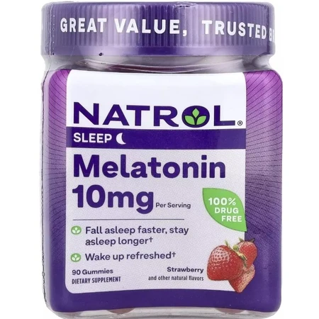 Мелатонин, 10 мг, вкус клубники, Melatonin, Natrol, 90 жевательных конфет: цены и характеристики