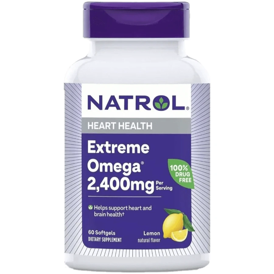Омега-3, 2400 мг, смак лимона, Extreme Omega, Natrol, 60 капсул: ціни та характеристики