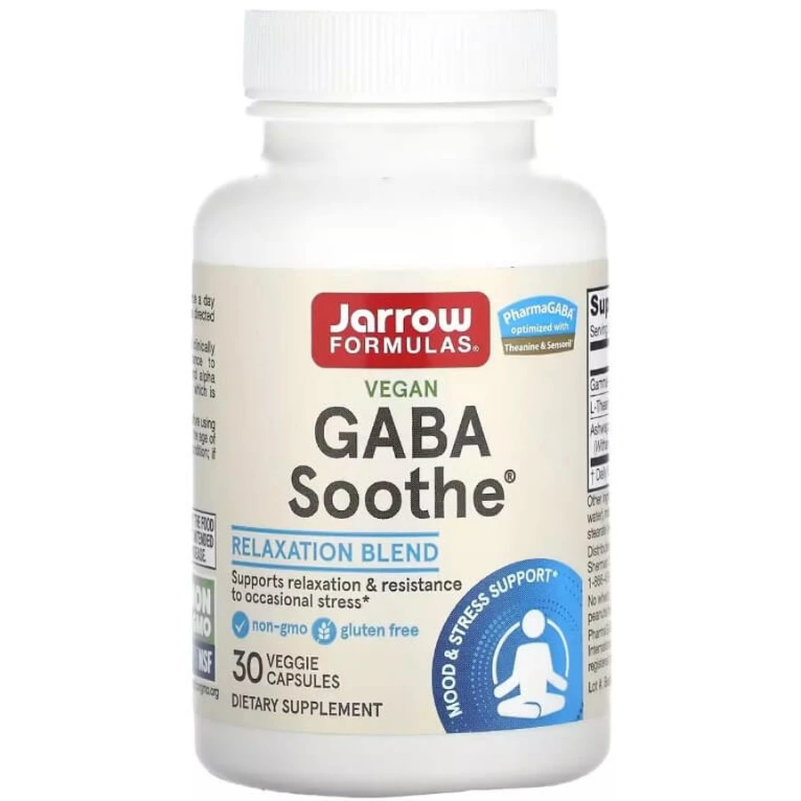 GABA (Гамма-Аминомасляная Кислота), GABA Soothe, Jarrow Formulas, 30 вегетарианских капсул: цены и характеристики