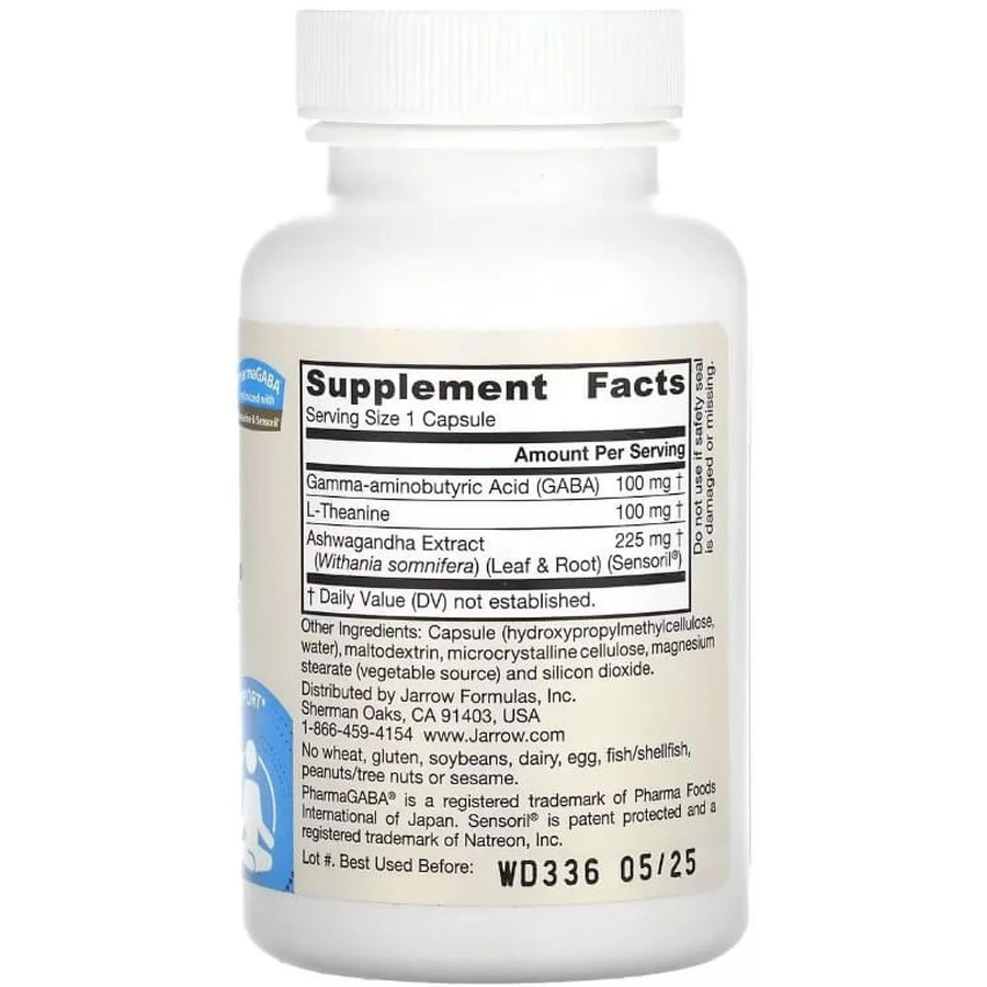 GABA (Гамма-Аминомасляная Кислота), GABA Soothe, Jarrow Formulas, 30 вегетарианских капсул: цены и характеристики
