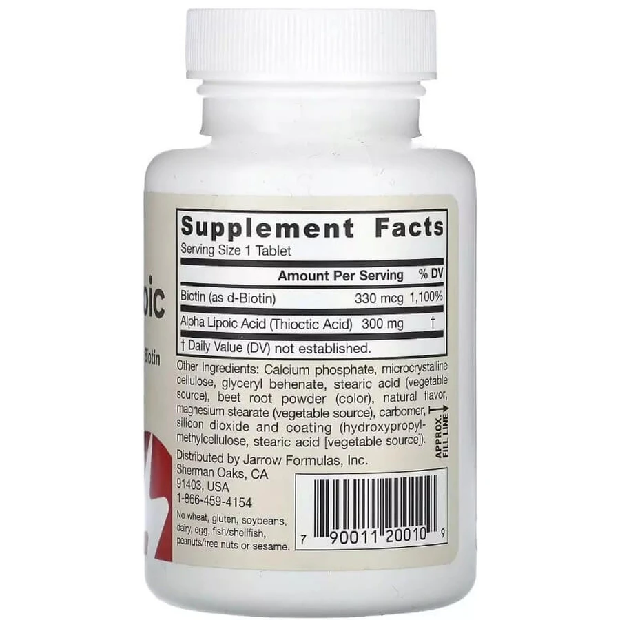 Альфа-Липоевая кислота с биотином, 300 мг, Alpha Lipoic Sustain, Jarrow Formulas, 60 таблеток: цены и характеристики