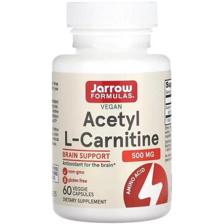 Ацетил L-карнітин, 500 мг, Acetyl L-Carnitine, Jarrow Formulas, 60 вегетаріанських капсул: ціни та характеристики