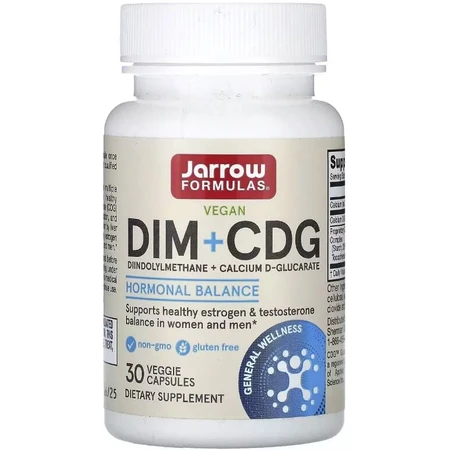 Дииндолилметан и D-глюкарат кальция, DIM + CDG, Jarrow Formulas, 30 вегетарианских капсул: цены и характеристики