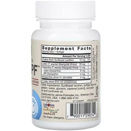 Защита глаз от синего света, MaculaPF, Carotenoid Complex, Jarrow Formulas, 30 желатиновых капсул: цены и характеристики