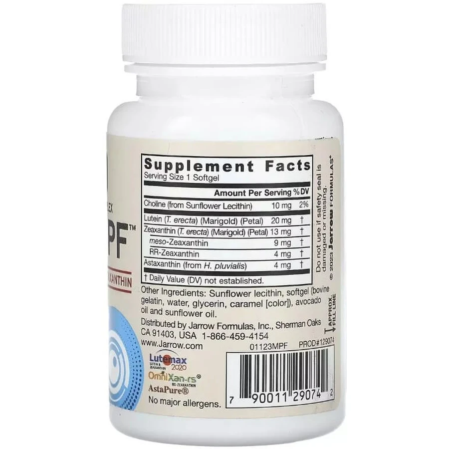 Защита глаз от синего света, MaculaPF, Carotenoid Complex, Jarrow Formulas, 30 желатиновых капсул: цены и характеристики