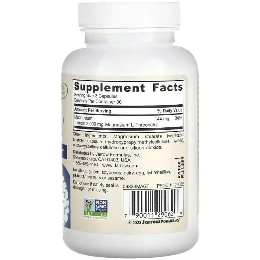 Магний L-треонат, здоровье мозга, Vegan MagMind, Brain Health, Jarrow Formulas, 90 вегетарианских капсул: цены и характеристики