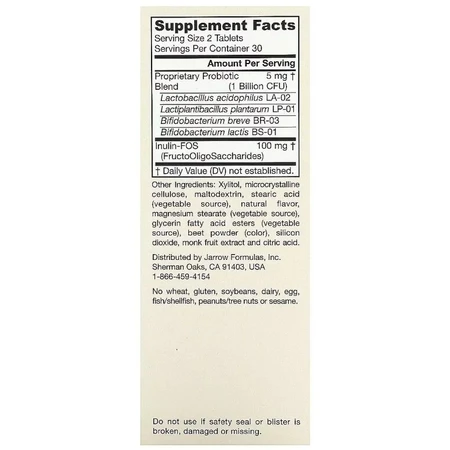 Пробіотики для дітей, 1 млрд КУО, смак малини, Jarro-Dophilus Kids, Jarrow Formulas, 60 жувальних таблеток: ціни та характеристики