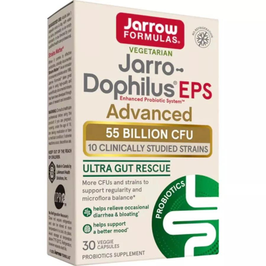 Пробіотики, 55 млрд КУО, Jarro-Dophilus EPS, Jarrow Formulas, 30 вегетаріанських капсул: ціни та характеристики