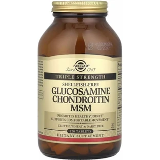 Глюкозамин, Хондроитин и МСМ, Glucosamine Chondroitin MSM, Triple Strength, Solgar, 120 таблеток
