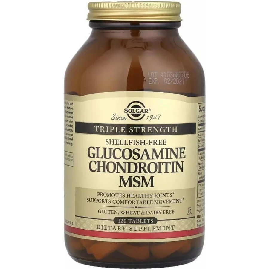 Глюкозамин, Хондроитин и МСМ, Glucosamine Chondroitin MSM, Triple Strength, Solgar, 120 таблеток: цены и характеристики