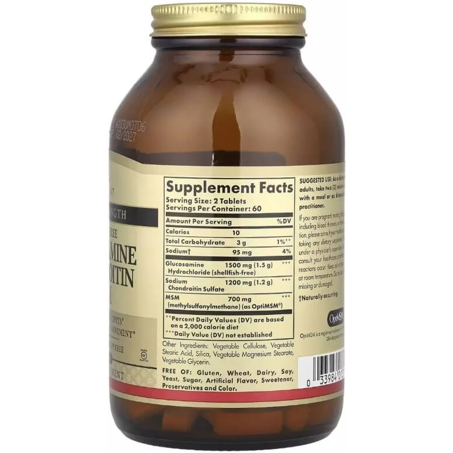 Глюкозамин, Хондроитин и МСМ, Glucosamine Chondroitin MSM, Triple Strength, Solgar, 120 таблеток: цены и характеристики