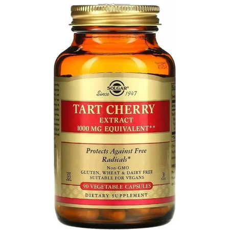 Екстракт терпкої вишні, 1000 мг, Tart Cherry Extract, Solgar, 90 вегетаріанських капсул: ціни та характеристики