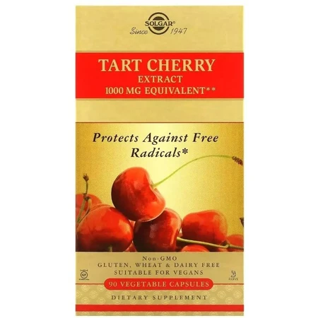 Екстракт терпкої вишні, 1000 мг, Tart Cherry Extract, Solgar, 90 вегетаріанських капсул: ціни та характеристики