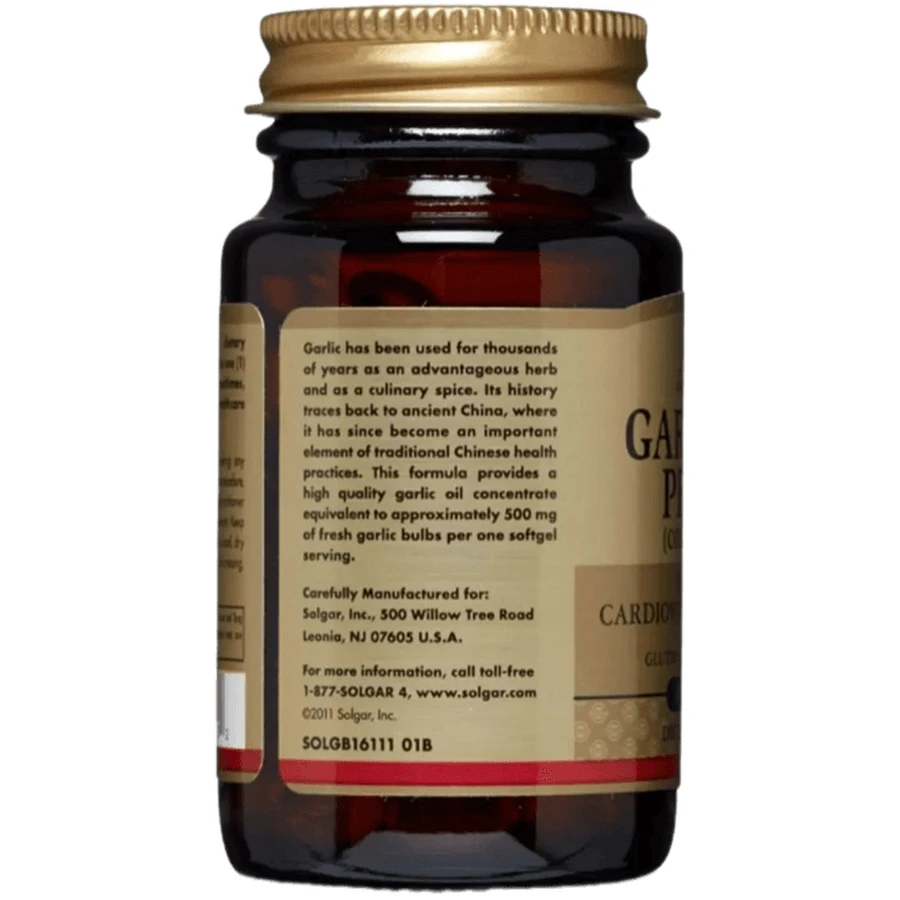 Часникова олія Перлес, Garlic Oil Perles, з ослабленим запахом, Solgar, 100 желатинових капсул: ціни та характеристики
