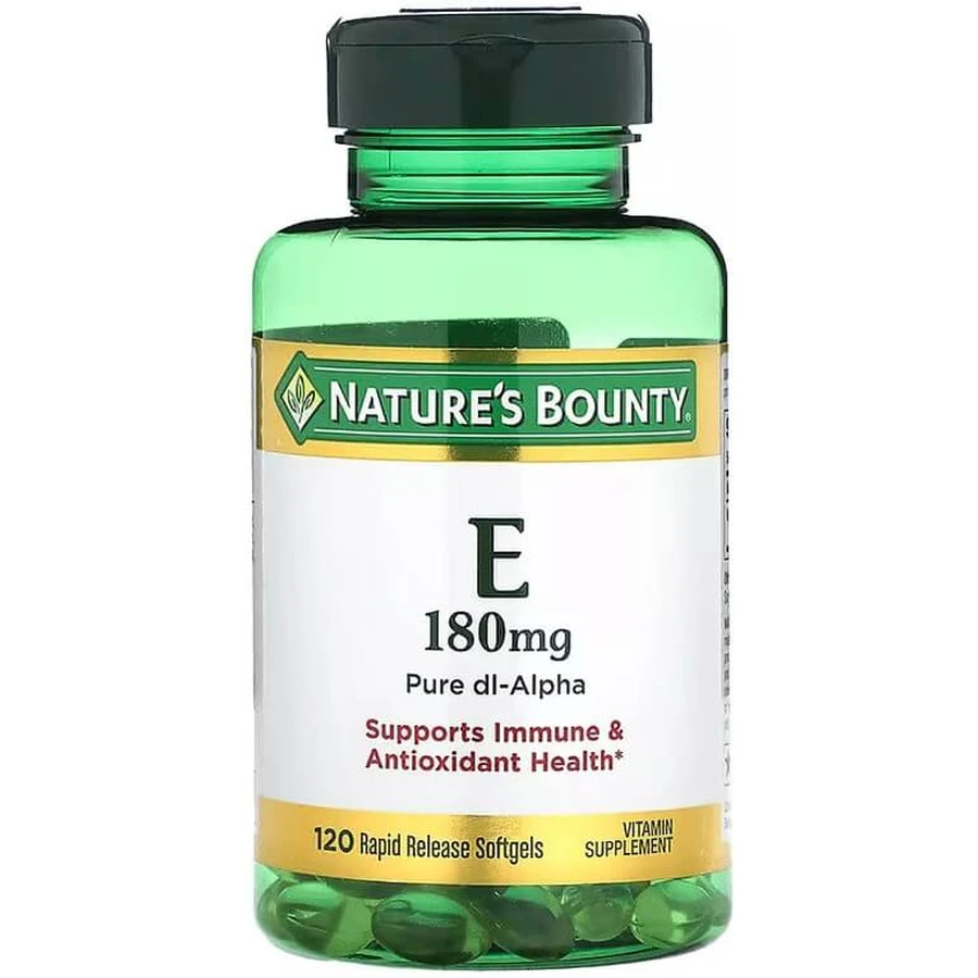 Витамин Е, 180 мг, Vitamin Е, Nature's Bounty, 120 желатиновых капсул: цены и характеристики