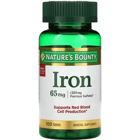 Залізо, 65 мг, Iron, Nature's Bounty, 100 таблеток: ціни та характеристики