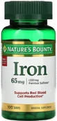Залізо, 65 мг, Iron, Nature's Bounty, 100 таблеток