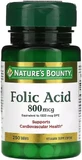 Фолиевая кислота, 800 мкг, Nature's Bounty, 250 таблеток