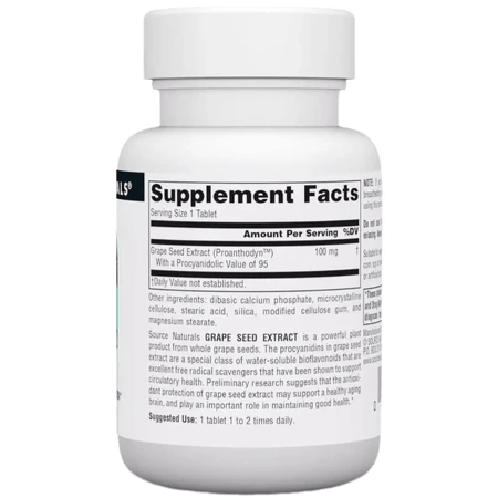 Екстракт виноградних кісточок, 100 мг, Grape Seed Extract, Proanthodyn, Source Naturals, 30 таблеток: ціни та характеристики
