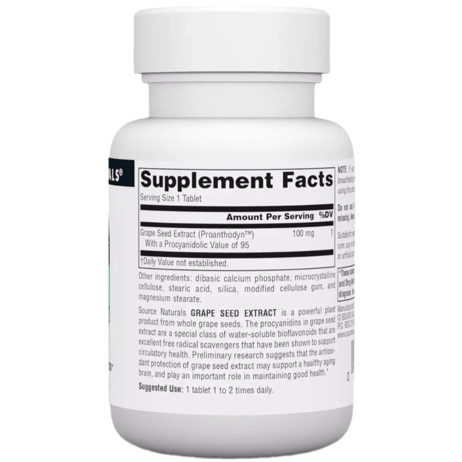 Екстракт виноградних кісточок, 100 мг, Grape Seed Extract, Proanthodyn, Source Naturals, 30 таблеток: ціни та характеристики