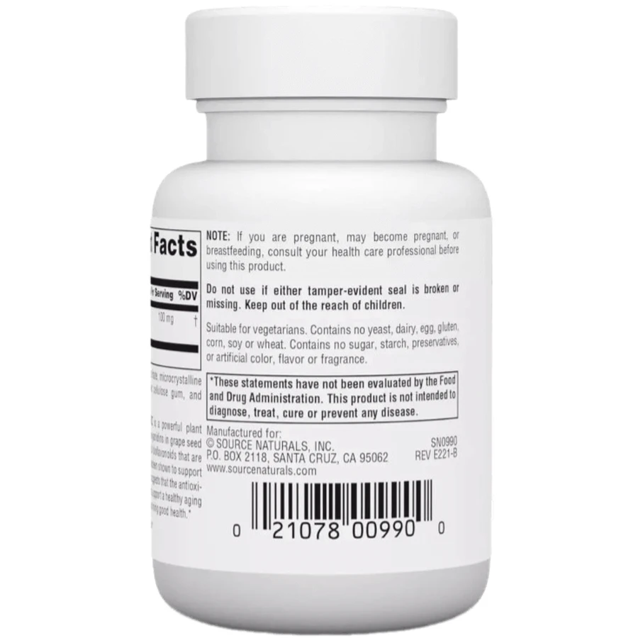 Екстракт виноградних кісточок, 100 мг, Grape Seed Extract, Proanthodyn, Source Naturals, 30 таблеток: ціни та характеристики