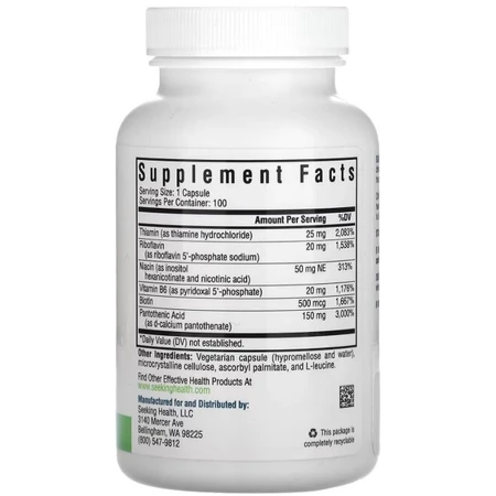 B-Комплекс без фолиевой кислоты и B12, B-Minus, Seeking Health, 100 вегетарианских капсул: цены и характеристики