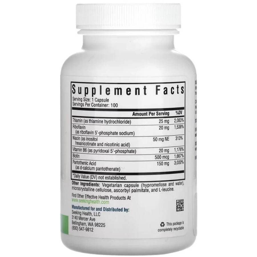 B-Комплекс без фолиевой кислоты и B12, B-Minus, Seeking Health, 100 вегетарианских капсул: цены и характеристики