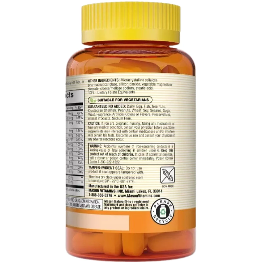 Мультивитамины для почек, Renal Multivitamin, Mason Natural, 100 каплет: цены и характеристики