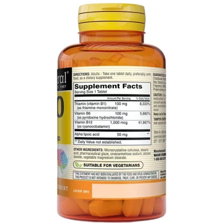 Нейрокомплекс с альфа-липоевой кислотой, Neuro Complex with Alpha Lipoic Acid, Mason Natural, 100 таблеток: цены и характеристики