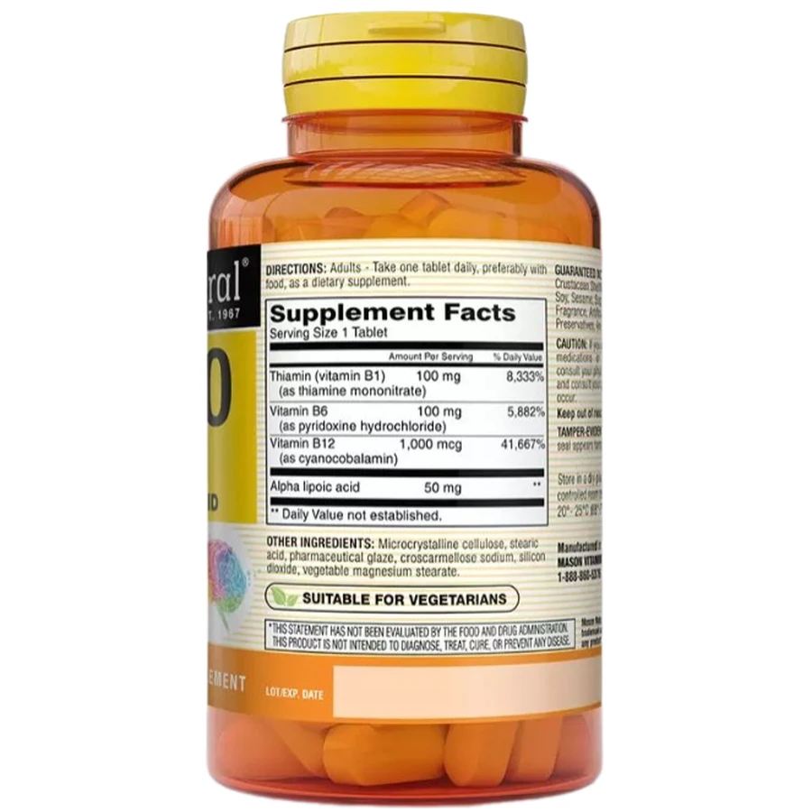 Нейрокомплекс с альфа-липоевой кислотой, Neuro Complex with Alpha Lipoic Acid, Mason Natural, 100 таблеток: цены и характеристики