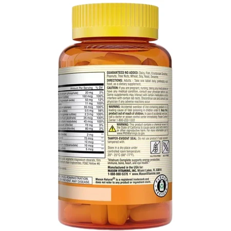 Повний Комплекс Мультивітамінів та Мінералів, Vitatrum Complete Multivitamin & Multimineral, Mason Natural, 30 таблеток: ціни та характеристики