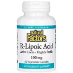 R-ліпоєва кислота, 100 мг, R-Lipoic Acid+, Natural Factors, 60 вегетаріанських капсул: ціни та характеристики