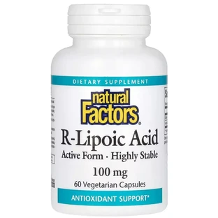R-ліпоєва кислота, 100 мг, R-Lipoic Acid+, Natural Factors, 60 вегетаріанських капсул