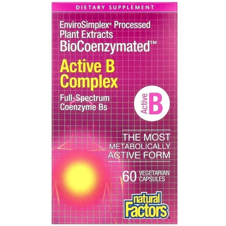 Активный комплекс витаминов B, BioCoenzymated, Active B Complex, Natural Factors, 60 вегетарианских капсул: цены и характеристики