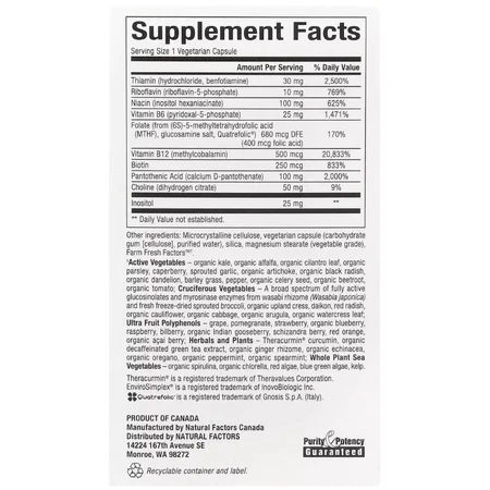 Активный комплекс витаминов B, BioCoenzymated, Active B Complex, Natural Factors, 60 вегетарианских капсул: цены и характеристики