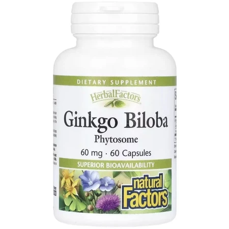 Гінкго Білоба, фітосоми, 60 мг, Ginkgo Biloba, Phytosome, Natural Factors, 60 капсул: ціни та характеристики