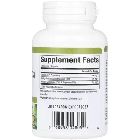 Гінкго Білоба, фітосоми, 60 мг, Ginkgo Biloba, Phytosome, Natural Factors, 60 капсул: ціни та характеристики