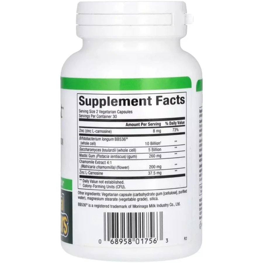 Здоров'я шлунка та кишечника, Gastro-Assist with Mastic Gum, Saccharomyces Boulardii & Zinc L-Carnosine, Natural Factors, 60 вегетаріанських капсул: ціни та характеристики