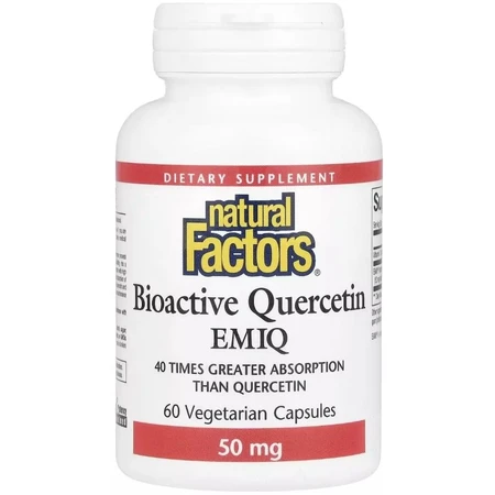 Кверцетин високоактивний біоактивний, 50 мг, Bioactive Quercetin EMIQ, Natural Factors, 60 вегетаріанських капсул: ціни та характеристики